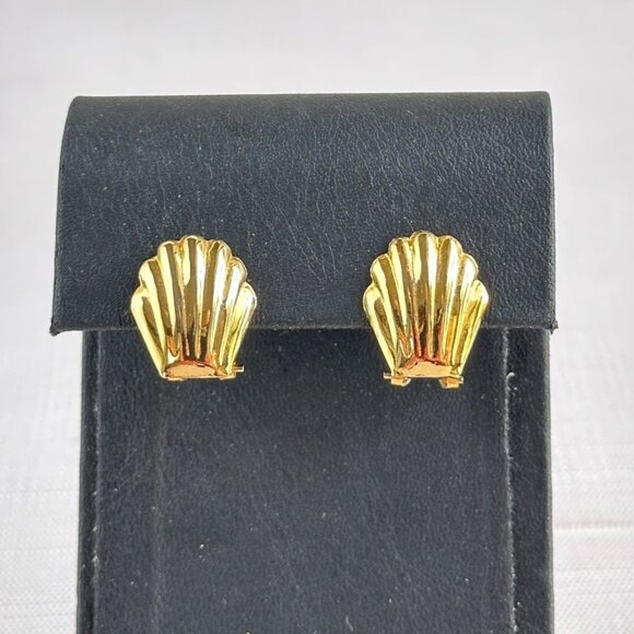 Gold-Tone Shell Earrings For Pierced Ears, Optional Mother Of Pearl Door Knocker - Picture 3 of 8
